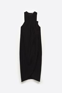 Vestido midi cruzado flecos negro