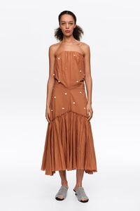 Toffee ruched strapless dress