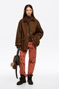 STRAIGHT CROPPED - Pantalón denim Lynx café