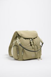 Light khaki nylon pocket backpack