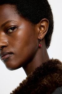Mini red ladybug hoop earrings