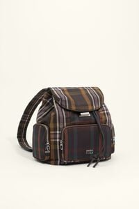 Mochila Pocket grande algod&oacute;n tart&aacute;n chocolate verde