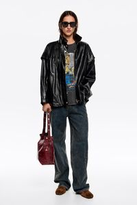 Washed black city logo T-shirt