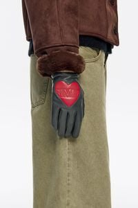 Guantes piel coraz&oacute;n a contraste