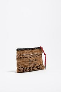 Bolsa de mano mediana efecto rafia natural oscuro