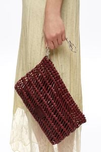 Bolsa de mano trenzada piel cereza oscuro