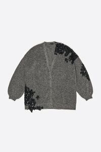 Cárdigan largo encajes gris oscuro