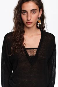 Black V-neck wool sweater