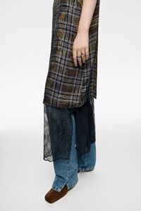 Vestido tirantes de doble capa y encaje Ikatmix azul