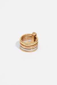 Anillo bandas multioro envejecido