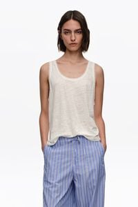 Ivory washed linen vest top