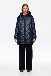 Straight dark navy hooded puffer