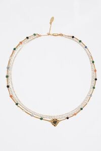 Triple stone necklace with heart logo
