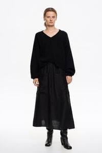 Washed black adjustable waist fluid skirt