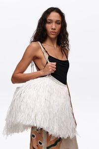 Bolsa shopper grande efecto rafia blanco
