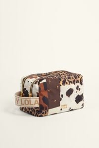 Neceser doble grande nylon patchwork chocolate