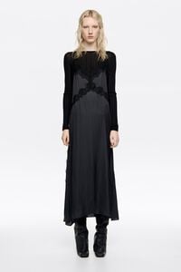 Navy blue fluid lace dress