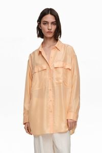 Camisa oversize seda naranja claro