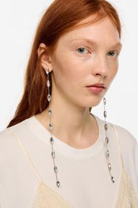 Aretes cristales y cadena plateado envejecido