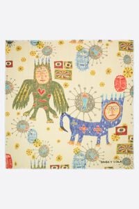 Mask print wool shawl