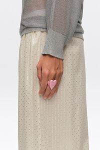 Anillo coraz&oacute;n lacado rosa