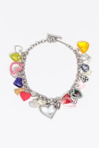 Silver hearts multicharm necklace