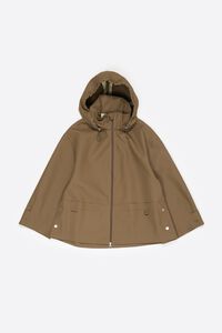 Gabardina l&iacute;nea A corta engomada camel oscuro