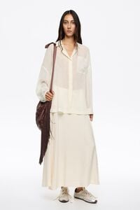 Falda midi línea A con vuelo beige Falda midi línea A con vuelo beige