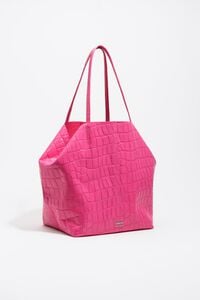 Bolsa shopper grande piel grabado cocodrilo fucsia
