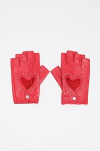 Mitones piel corazón rojos