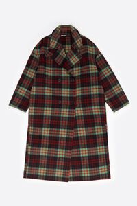 Abrigo sastre doble faz largo cuadros rojos