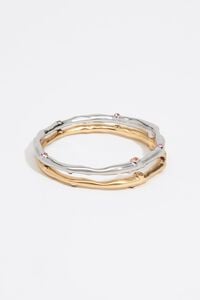 Set 2 pulseras cristales metal textura dorado y plateado
