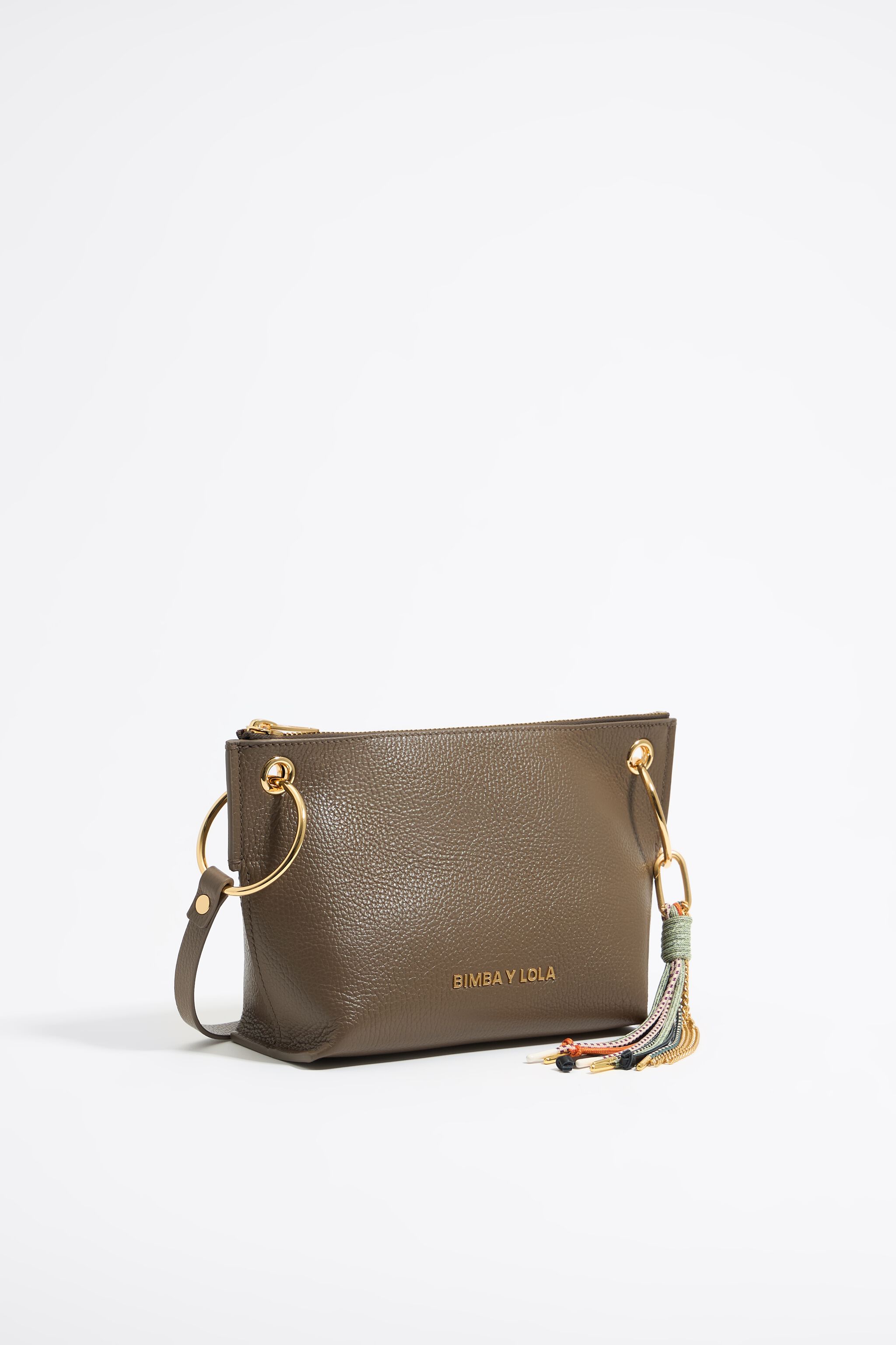 Bolsa trapecio mediana piel taupe oscuro