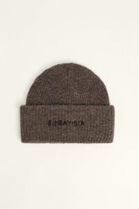 Gorro tejido mezcla lana taup&eacute;