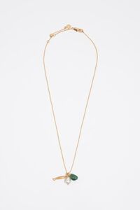 Collar pez y piedra dorado envejecido