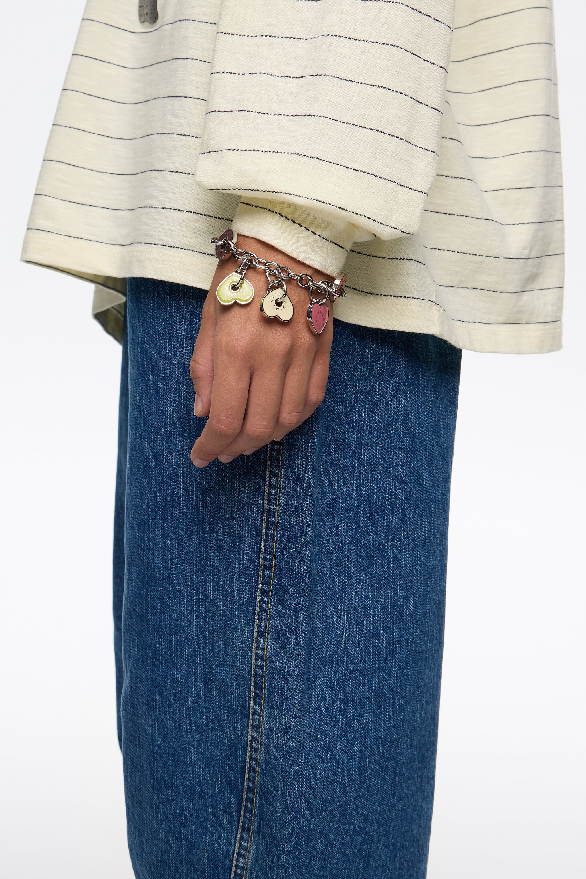 Silver-tone heart logos bracelet