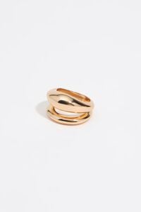 Anillo dos bandas irregular dorado