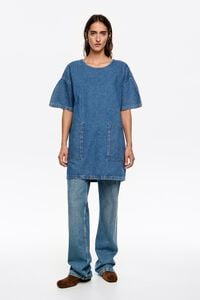 Vestido denim corto azul claro lavado