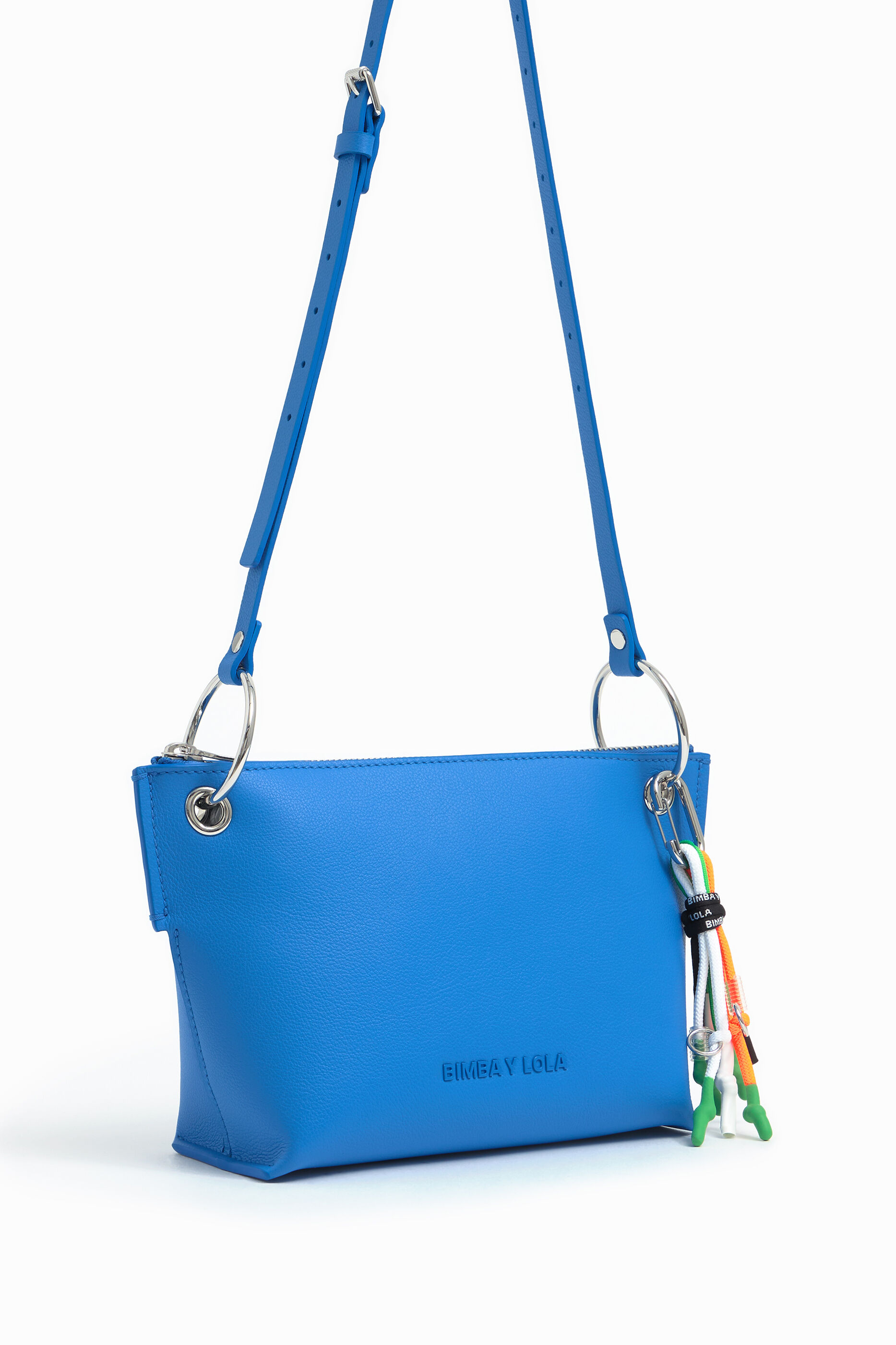 Bolso bandolera M piel azul