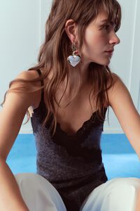 Silver hearts multicharm earrings