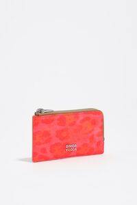 Tarjetero-monedero nylon leopardo rosa