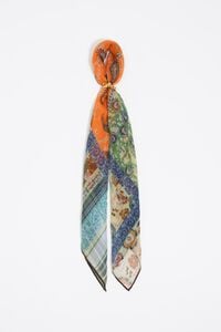 Orange patchwork paisley and flowers silk scarf charm