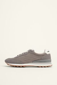Gray suede and fabric 13 23 sneaker