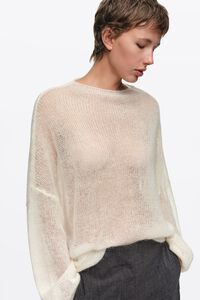Jersey mohair cuello subido marfil