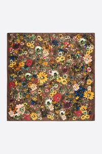 Brown watercolor floral scarf