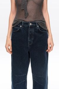 BARREL- Dark blue denim leg 5-pocket trousers