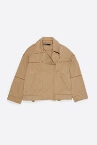 Camel washed double-breasted jacket