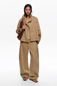 Chamarra cruzada lavada camel