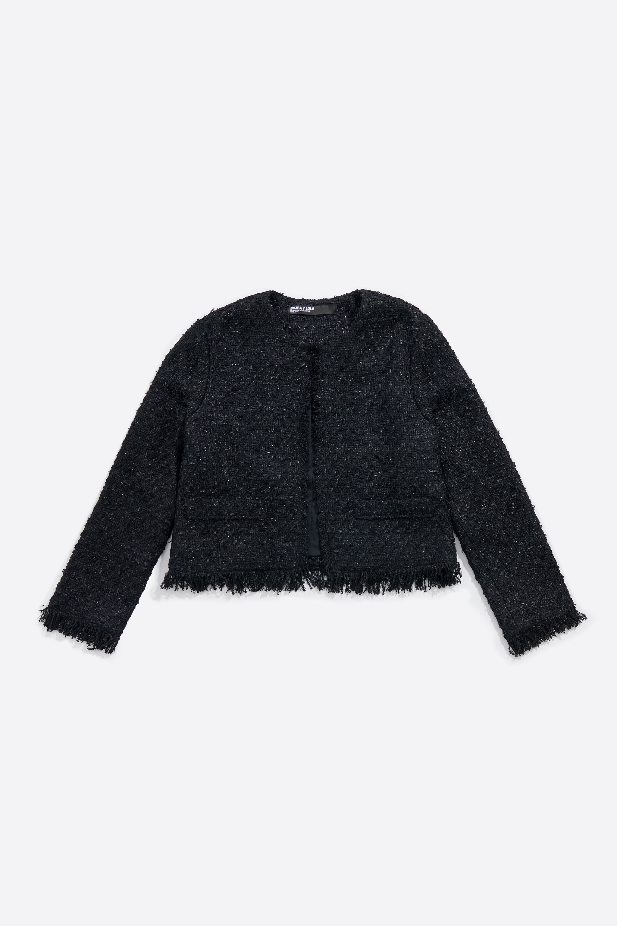 Black cropped frayed jacket