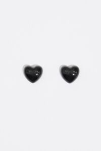 Aretes corazones esmaltados negro